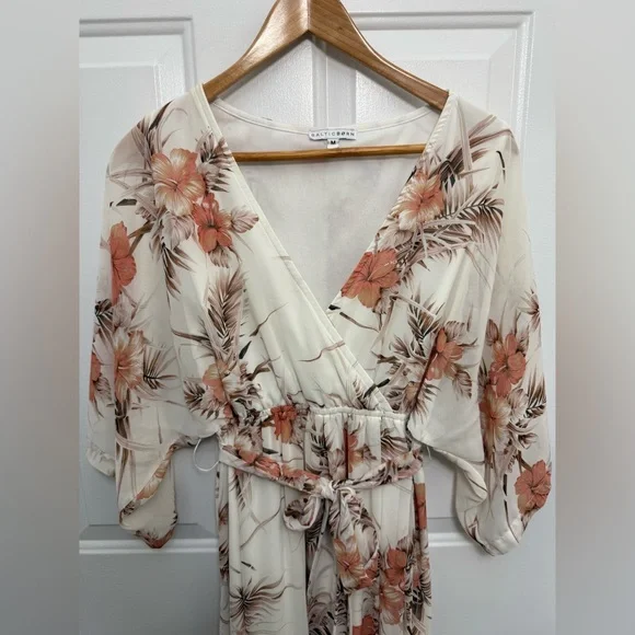 Women’s Baltic Born White And Pink Floral Maxi Dress M Cottagecore Sun Dress - Picture 3 of 12